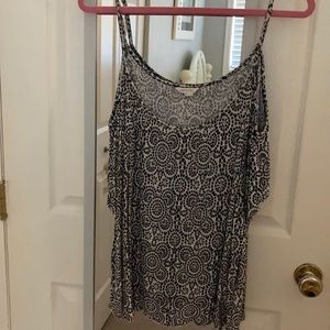 Aeropostle Navy/White Cold Shoulder Top